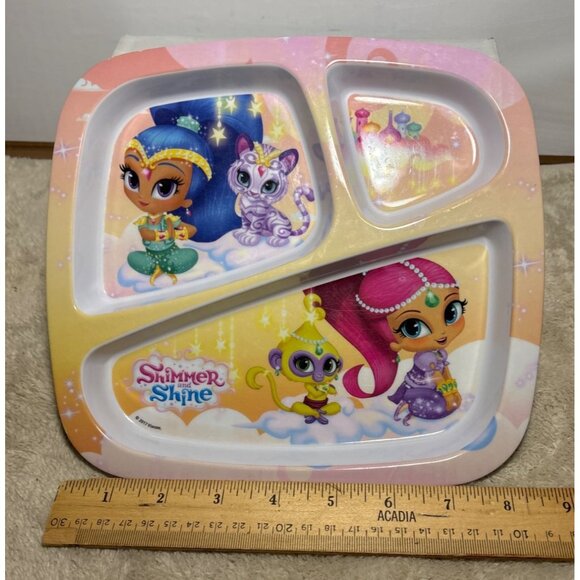 Shimmer & Shine Kids Divided Plate By Zak! 2017 BPA-Free Plastic 8" X 9" - Picture 3 of 7